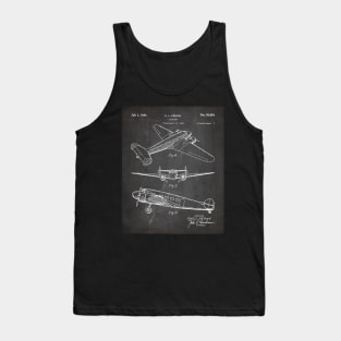 Lockheed Airplane Patent - Electra Air Plane Art - Black Chalkboard Tank Top